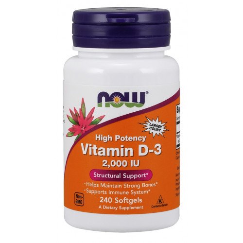 Vitamina D-3 - 2000 UI, 240 softgels, Now Foods