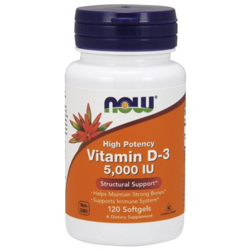 Vitamina D-3 - 5000 UI, 120 softgels, Now Foods