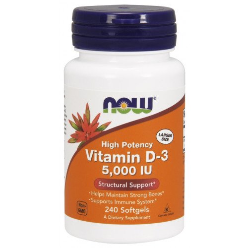 Vitamina D-3 - 5000 UI, 240 softgels, Now Foods