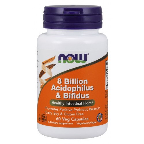 8 bilhões de acidófilos e bífidos, 60 vcaps, Now Foods