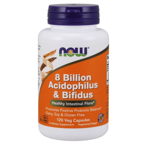 8 bilhões de acidófilos e bífidos, 120 vcaps, Now Foods