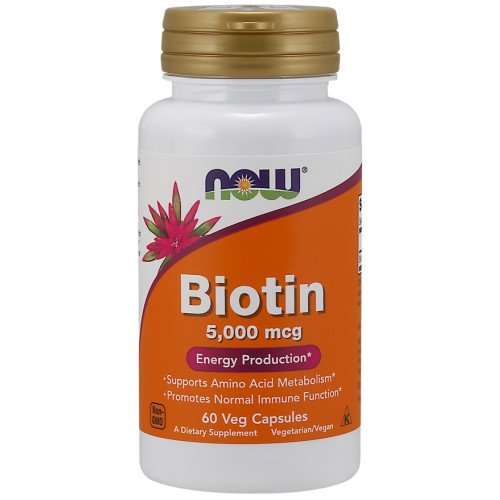 Biotina - 5000mcg, 60 vcaps, Now Foods
