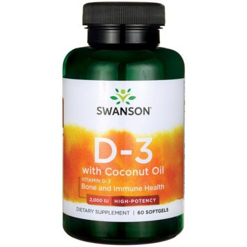 Vitamina D - 3 com Óleo de Coco, 2000 UI