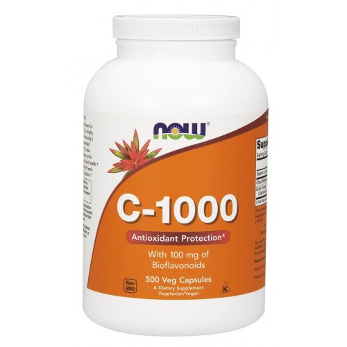 Vitamina C-1000 com 100mg de Bioflavonoides, 500 vcaps, Now Foods