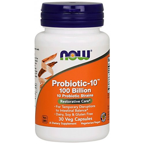 Probiótico-10, 100 bilhões, 30 cápsulas vegetais, Now Foods