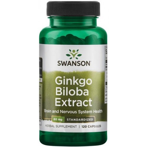 Extrato de Ginkgo Biloba, Padronizado, 60 mg, 120 Cápsulas, Swanson