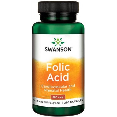 Ácido Fólico 800 mcg, 250 Cápsulas, Swanson