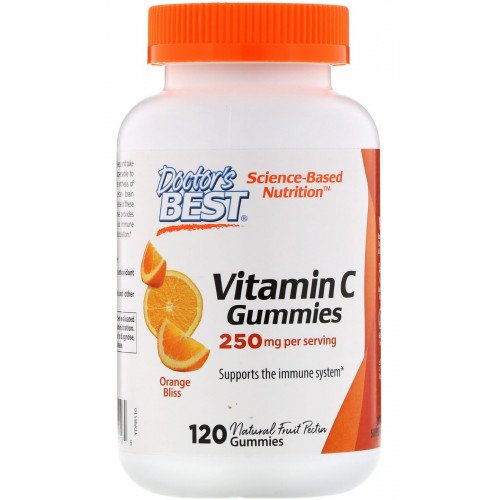 Vitamina C 250 mg, Laranja, 120 Gomas, Doctor's Best