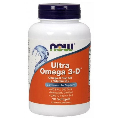 Ultra Ômega 3-D com Vitamina D-3, 90 softgels, Now Foods
