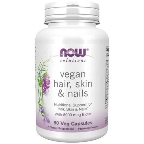 Cabelo, pele e unhas veganas, 90 vcaps, Now Foods