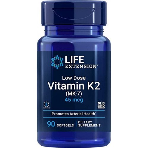 Vitamina K2 (MK-7) de baixa dosagem 45 mcg, 90 cápsulas gelatinosas, Life Extension