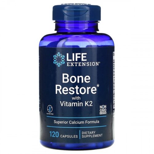 Restauração óssea com vitamina K2, 120 cápsulas, Life Extension