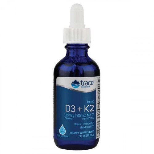Ionic D3 + K2, 2 fl oz (59 ml), Trace Minerals Research