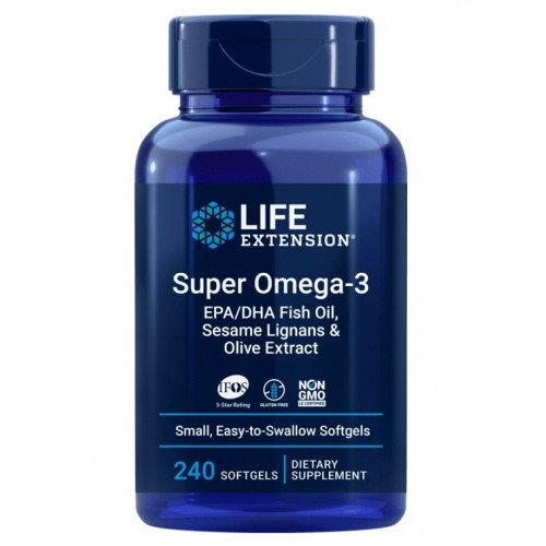 Óleo de peixe Super Ômega-3 com EPA/DHA, 240 cápsulas gelatinosas, Life Extension