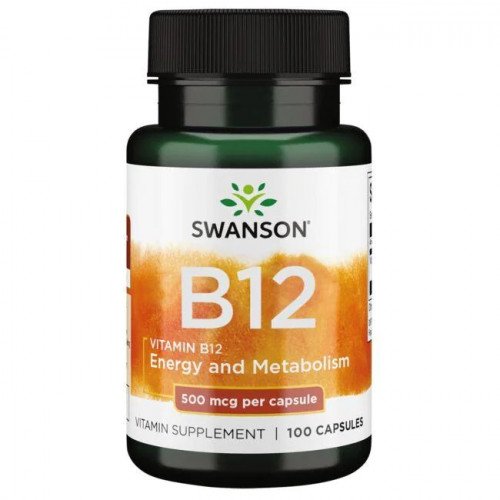 Vitamina B12 1000 mcg + Folato, Morango, 100 Pastilhas, Swanson