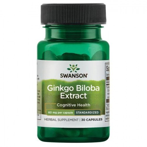 Extrato de Ginkgo Biloba, Padronizado, 60 mg, 30 Cápsulas, Swanson
