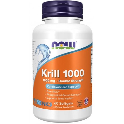 Óleo de Krill - 1000mg Dupla Força, 60 softgels, Now Foods