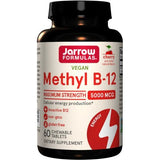 Metil B-12 5000 mcg e Metil Folato 800 mcg Cereja, 60 Comprimidos Mastigáveis, Jarrow Formulas