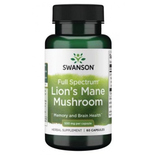 Cogumelo Juba de Leão Full Spectrum®, 500 mg, 60 Cápsulas Veganas, Swanson