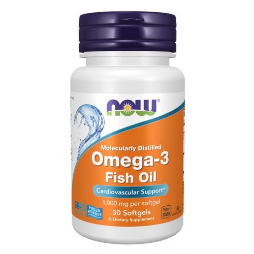 Óleo de peixe ômega-3 - destilado molecularmente, 30 softgels, Now Foods