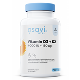 Vitamina D3 + K2, 4000 UI + 150 mcg, 120 Cápsulas, Osavi