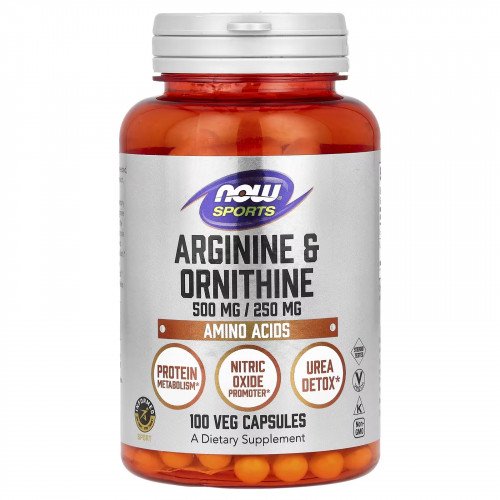 Arginina e Ornitina - Arginina e Ornitina, 100 vcaps, Now Foods