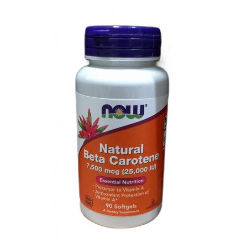 Beta Caroteno Natural - 7 500 mcg (25 000 UI), 90 softgels, Now Foods