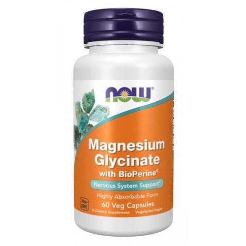 Glicinato de Magnésio 100 mg com BioPerine, 60 Cápsulas, Now Foods